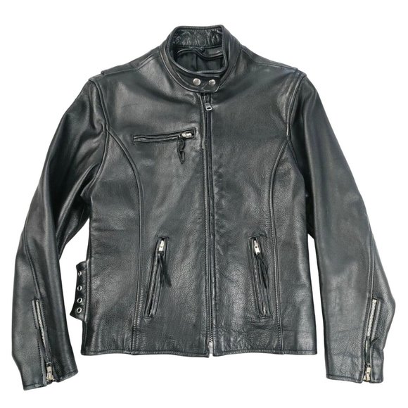 Vintage Wilson Black Leather Motorcycle Jacket Open Road Mens Medium - Picture 1 of 16